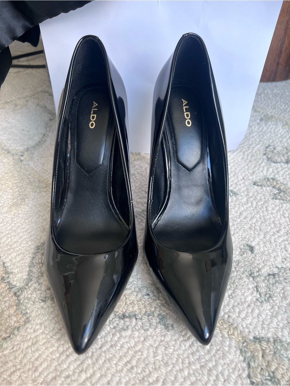 Aldo Black Patent Pointed Toe Heels